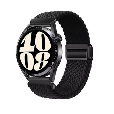 Musta 22 mm:n kudottu nailoninen magneettinen kellon ranneke GT5/4:lle