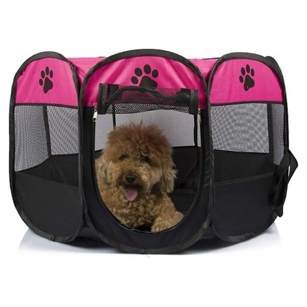 Bärbar Hundbur för Små Djur, Hopfällbar Hundhage med Bärväska, Premium Hundkennel för Äventyr Inomhus och Utomhus med Andningsbart Material