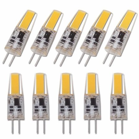Den nye 10PCS dimbare mini G4 LED COB-lampen 6W pære AC DC 12V 220V stearinlys erstatter 30W 40W halogen for lysekrone spotlight