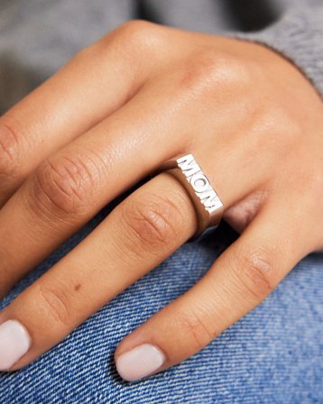 Edblad Signet Ring MOM Steel Sølvfarvet Smykker Pige - Kids Brand Store