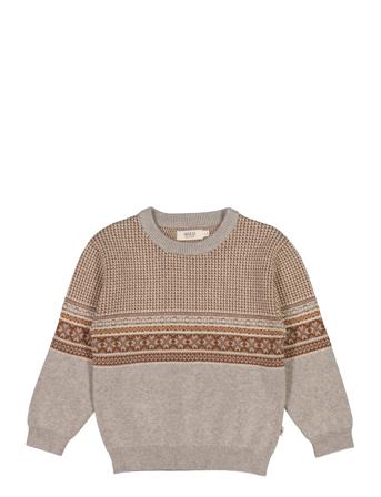 Jacquard Pullover Elias Sweatshirt Trøje Multi/mønstret Wheat