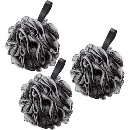 3-pack Bad Dusch Skrubb Exfolierande Kroppsborste Puff Skrubber Svamp Boll Mesh Bad Loofah