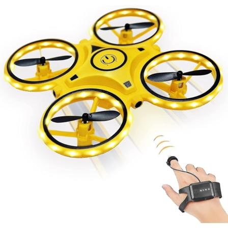 Mini drone för barn, gestkontroll drone, handmanövrerade drönare med sensor inomhus drone för barn, liten Rc Quadcopter, 360 flips, med ledljus null 