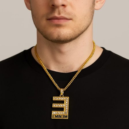 Guldfärgad halsband med Eminem-hänge