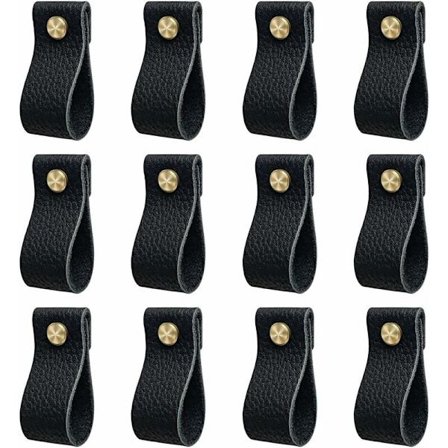 Svarta Köksskåpshandtag, 12-pack med skruvar - Kompatibla med IKEA, antikollisionslådknoppar för byrå och möbler