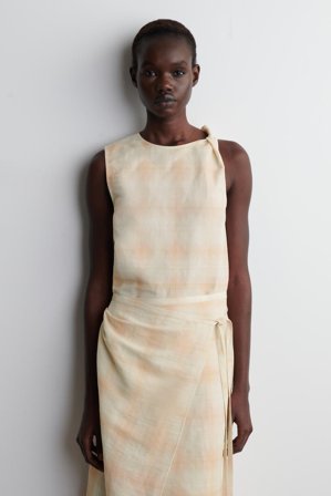 COS Damen Kariertes Oberteil Mit Twist-Detail - Orange