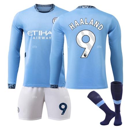 Manchester City Børne Hjemmestande 2024-2025 Efterår Og Vinter Nr. 9 Sokker. 3XL HAALAND No 10 socks. 3XL