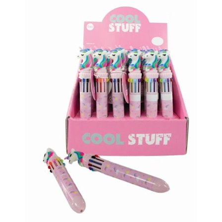 Enhjørningpenn med 10 farger, klikk-penn - Tinka