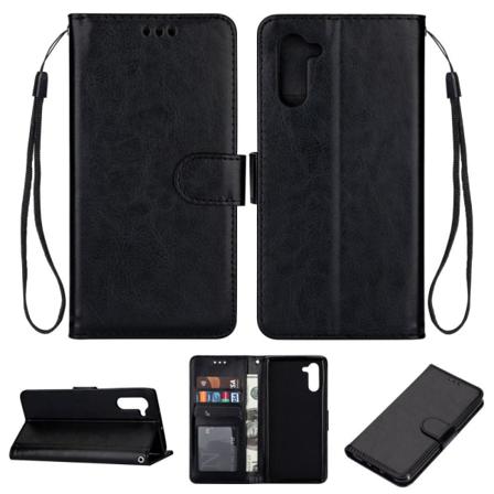 Samsung Galaxy Note 10 - Plånboksfodral Crazy Horse - Svart Black Svart