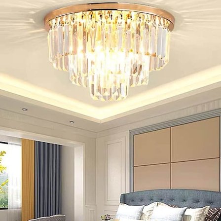 40cm Flush Mount Loftlampe Guld Krystal Metal Moderne