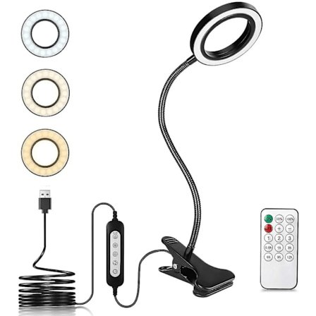 Clip-on skrivebordslampe, Maxuni 40 Led 8w Usb Fleksibel Clip-on Lampe 360 Med