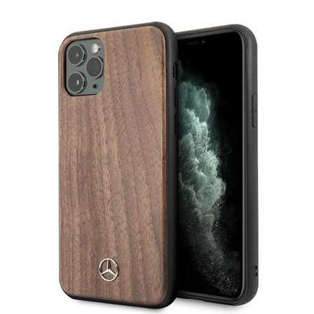 Mercedes Wood Line valnötsfodral för iPhone 11 Pro Max - Brun