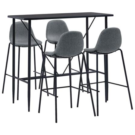 Bargrupp 5 Delar Tyg Ljusgrå Grå