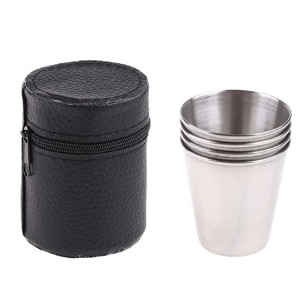 4 stk 70/160 ml Utendørs Camping Servise Reisekopp Rustfritt stål Øl Vinkopp