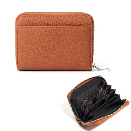 Allsidig lommebok i skinn, RFID anti-magnetisk myntpung, brun