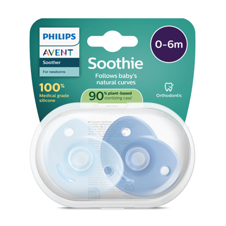 Philips Avent Soothie Heart Smokk, 0-6 mnd, blå, 2 stk.