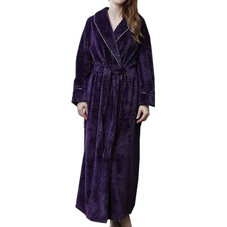 Dam fluffig morgonrock Mysig Lätt Posh Hellängd Morgonrock Vinter Varm Ren Färg Badrock Wrap Housecoat Nattkläder