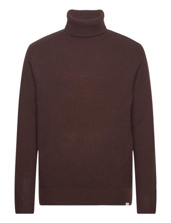 Eddie Wool Rib Rollneck Knit Knitwear Turtlenecks Brun Les Deux*Betinget Tilbud