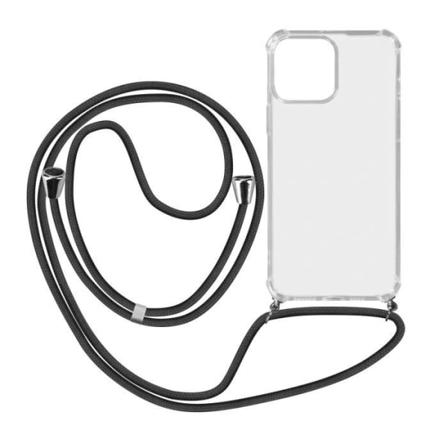 Transparent Cord Case iPhone 13 Pro Max Sort Aftagelig strop Sort