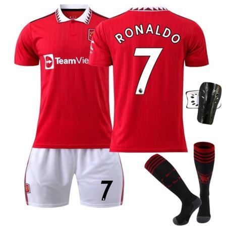 22-23 Red Devils kotipaita nro 7 Ronaldo paita nro 25 Sancho 10 Rashford 1 De Gea jalkapalloasu Martial Printed No. 7 star + socks +plate Children's 
