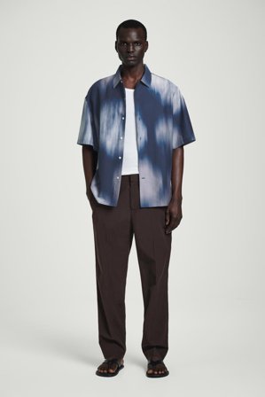 COS Men's Camicia Resort A Maniche Corte Con Stampa in Blu