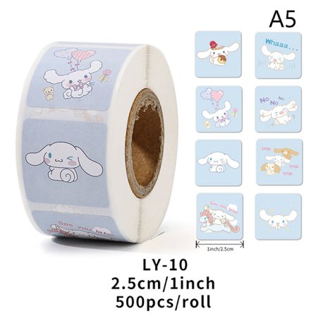 Rull med 500 tegnede tape-klistremerker Sanrio-klistremerker