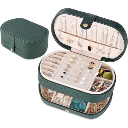 Rejse Smykkeæske til Kvinder og Piger (Grøn), 3-lags Ultra Praktisk