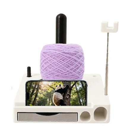 Bärbar Garnspolelåda - Multifunktionell Virknålsväska Avtagbar Spolorganisatör med Telefonställ, Perfekt för Stickning & Virkning