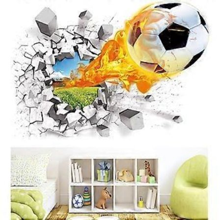 3D Itsekiinnittyvät Irrotettavat Seinän Läpi Murtautuvat Vinyyliseinätarrat/Seinämaalaukset Taidetarrat Sisustaja Lasten Suosikki (Jalkapallo (2 