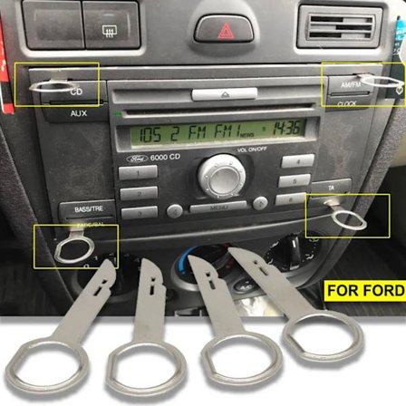 Stereo CD Fjerningsnøkkel Låsepinne Ekstraktor Radio CD, 2 Par, for Ford Focus Mondeo C-Max Fiesta Transit, Bil Ekstraksjon Installasjonsverktøy