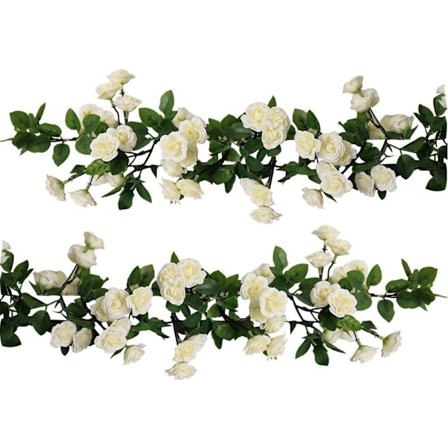 2-pakkaus (1,78 m per nauha) Keinotekoisia roikkuvia ruusunkukkia Ivy-köynnös Keinotekoinen ruusuköynnös Koti Juhla Puutarha (69 pientä ruusunkukkaa 