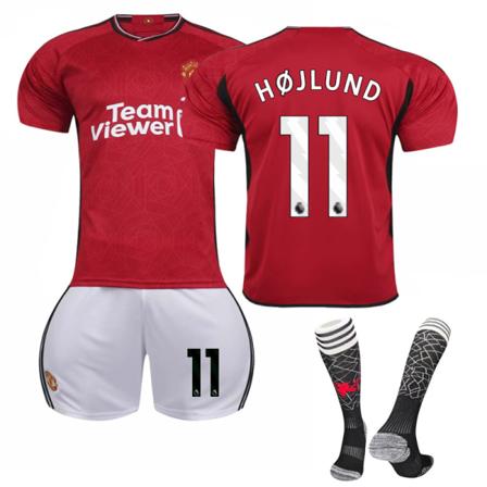 23-24 Manchester United hemma Fotboll Barntröja nr 11 Højlund XXL