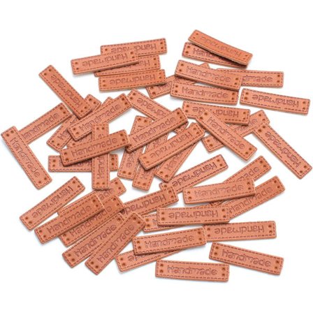 Brun - 100 stk. håndlavede læderlapper rektangulære PU-prægede lapper