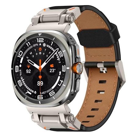 Galaxy Watch Ultra (47mm) Armband Titanium Äkta Läder - Svart