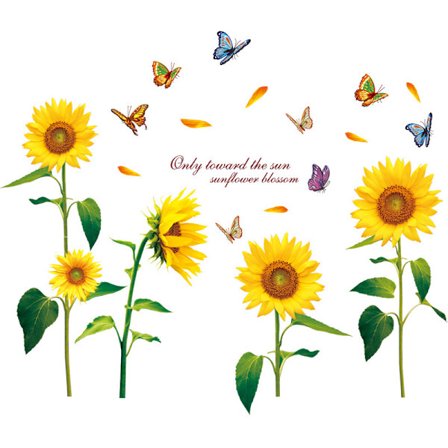 Piirretty auringonkukka tapetti vauvan makuuhuoneen koristeeksi