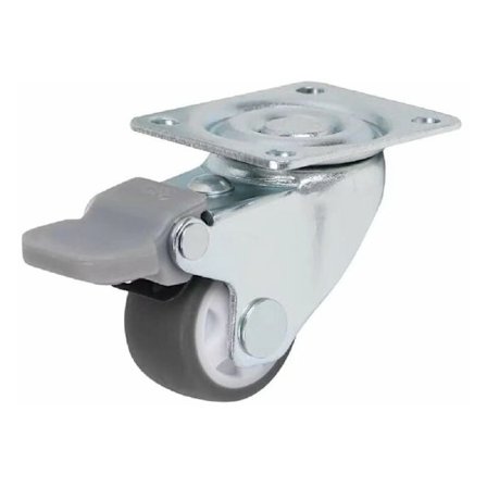 Sett med 4 svarte svingbare hjul 25MM hjul med brems, for transportmøbler KLB