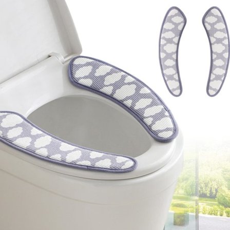 Tykt og varmt toiletsædebetræk – en vaskbar og genanvendelig pude med TPR-klæbemiddel og et skymønster (blå).