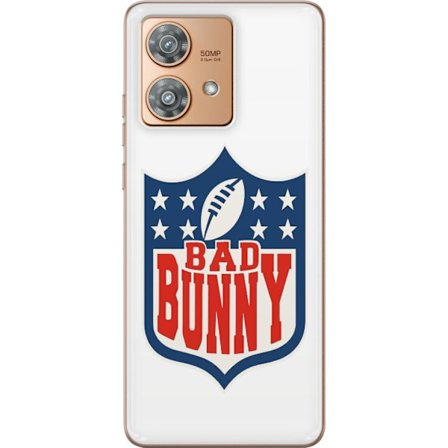 Kompatibelt Mobildeksel til Motorola Edge 40 Neo Bad Bunny rød grafisk plakat med portrett og typografi i latinamerikansk popdesign