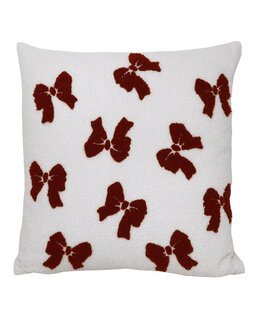 Joulutyynynpäällinen teddymateriaalista, kirjotut rusetit, 1 kpl Off-white