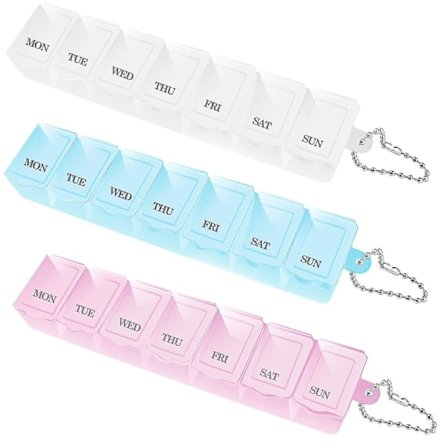 3-pakning medisinsk ukentlig doseringseske, daglig pilleeske organiserer 7 dagers pilleoppbevaringseske påminnelse pilledoseringsdispensere Am Pm