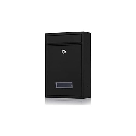 Galvaniserad stålbrevlåda med namnskylt och nyckel (Svart)