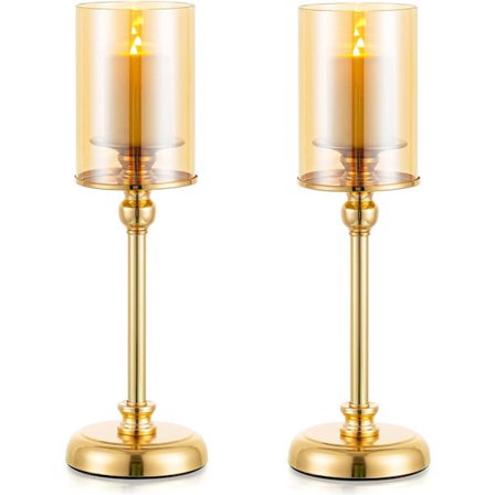 2 Guld Orkan Højde Lysestager Guld Lysestager Metal P