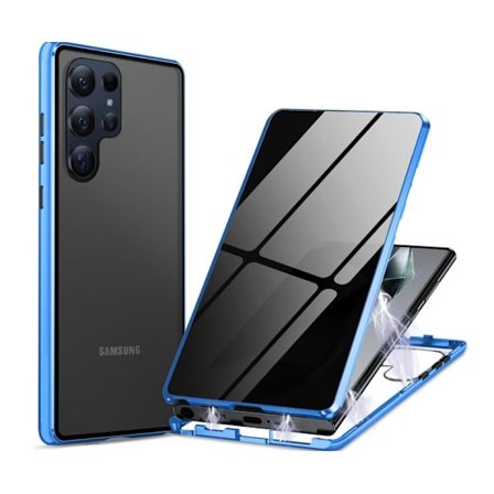 Sekretess magnetiskt fodral för Samsung S25 plus blå