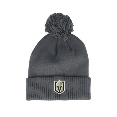 Adidas - NHL Grå pom Lue - Vegas Golden Knights NHL Cuffed Beanie Charcoal Pom @ Hatstore