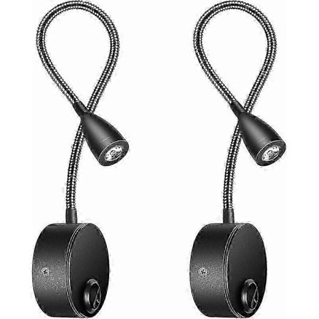 2-pak LED Sengelampe Væglamper, 3W Svanhals Læselamper_Overraskelsesgave