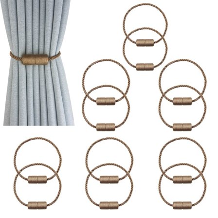 6 par khaki magnetiska gardinband