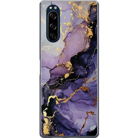 Yhteensopiva Puhelinkuori Sony Sony Xperia 5 Purppuranhohtoinen Marmori
