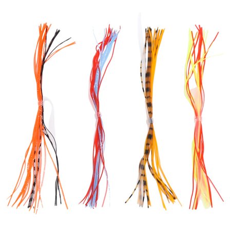 4 påsar fiskebeten silikonkjolar lockbeten färgglada silikonsträngar bete tillbehör