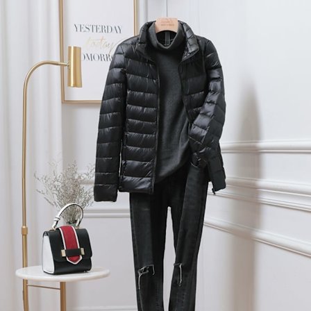 Ultralet dunjakke til kvinder, Plus Size 7XL, let varm frakke, efterårs- og vinterparka sort 5XL (Vægt: 82-92 kg)