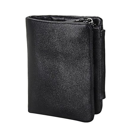 Yksinkertainen kolminkertainen lompakko Nahkainen Rfid-lompakko Vetoketjullinen Monikorttilompakko Miehille Liiketoimintatarvikkeet (musta)